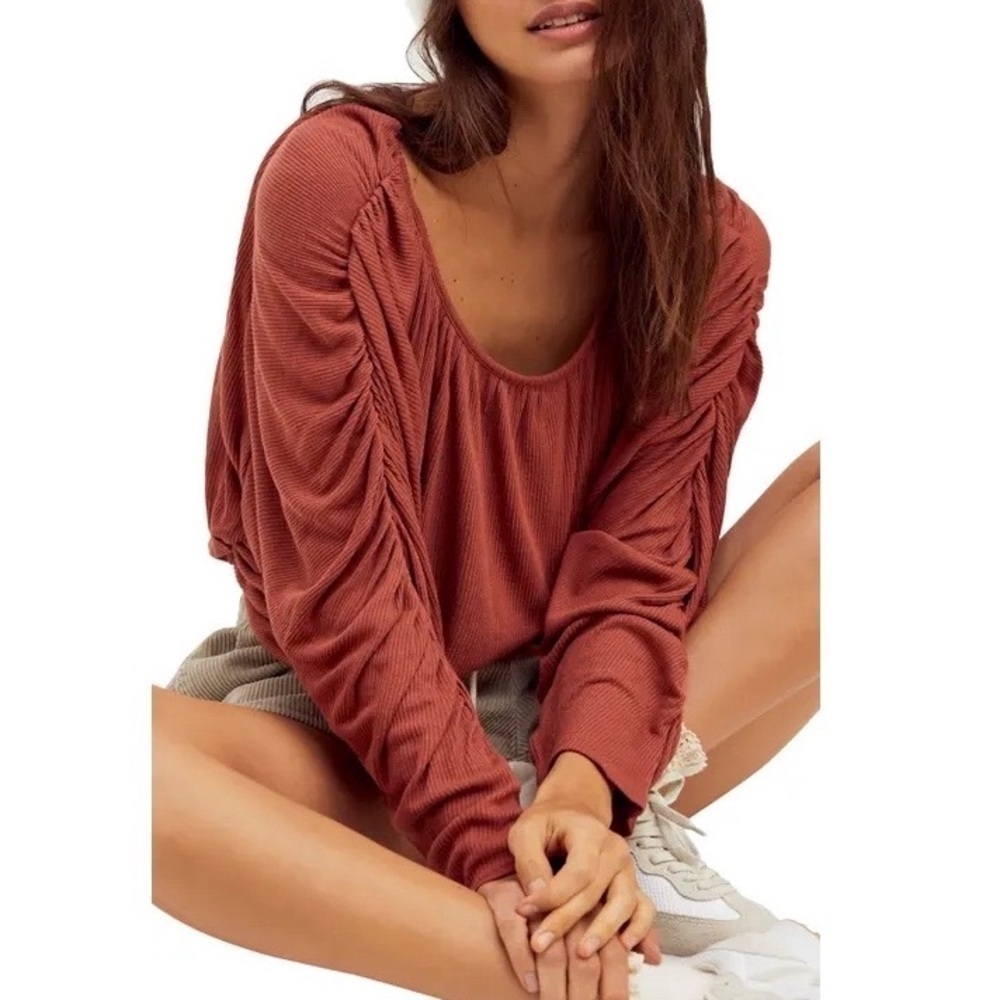 Free People Beach You’re the One Scoop Neck Crop Top Cherry Chai XS